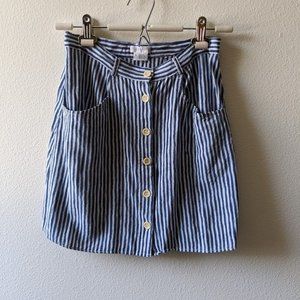 Striped Button Up Mini Skirt